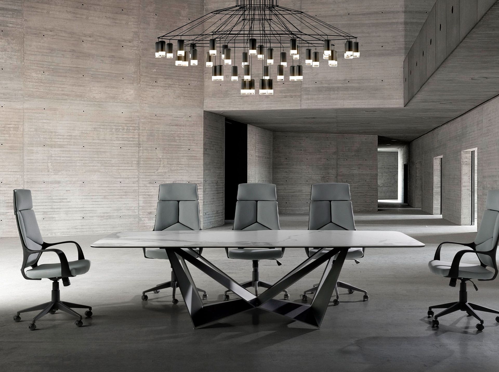 Silla oficina giratoria tela gris claro y pvc negro Silla oficina giratoria tela gris claro y pvc negro