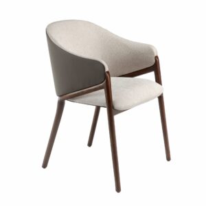 Silla tela beige y polipiel visón oscuro