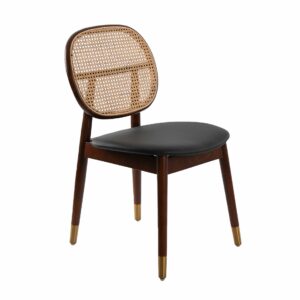 Silla rattan y polipiel negro