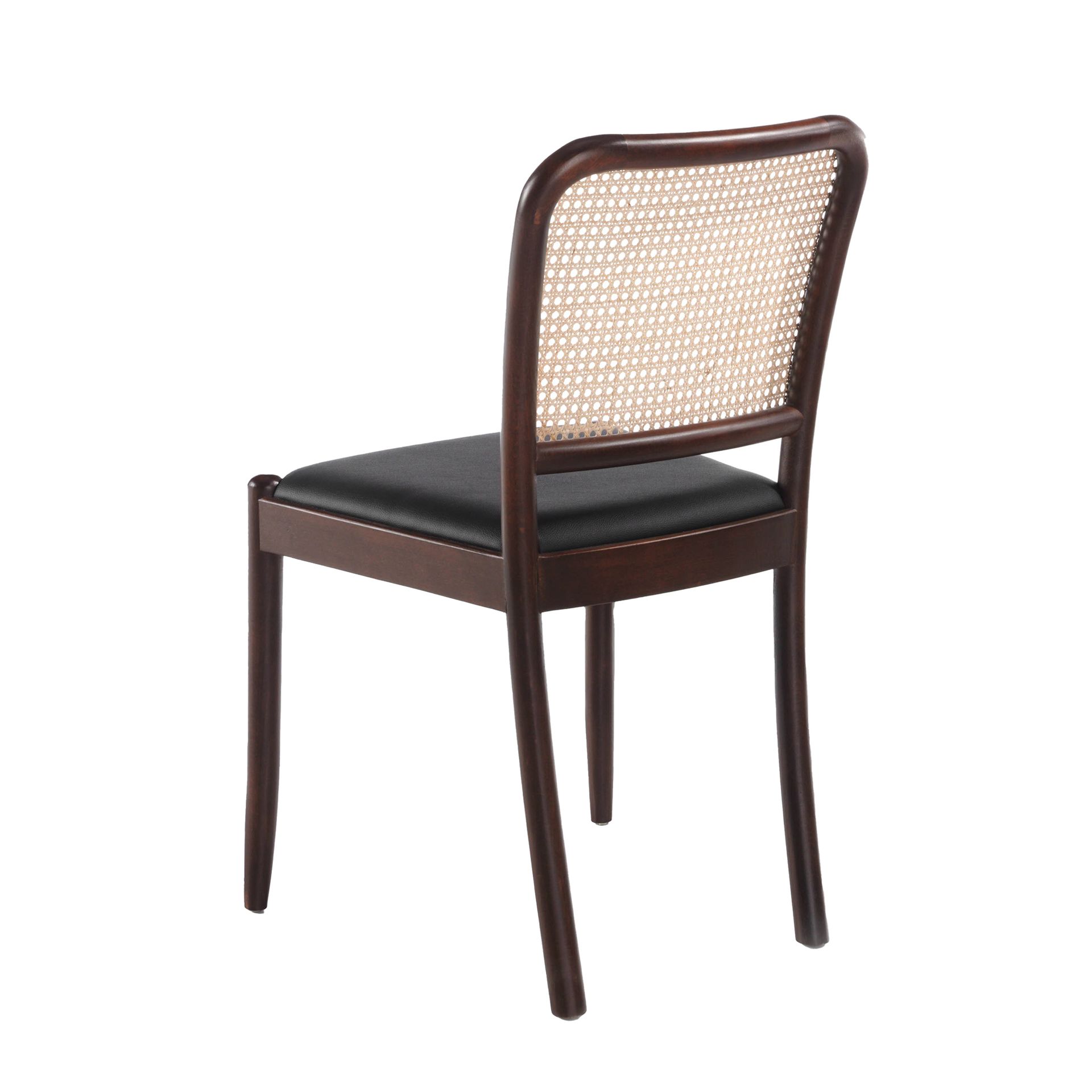 Silla rattan y polipiel negro Silla rattan y polipiel negro