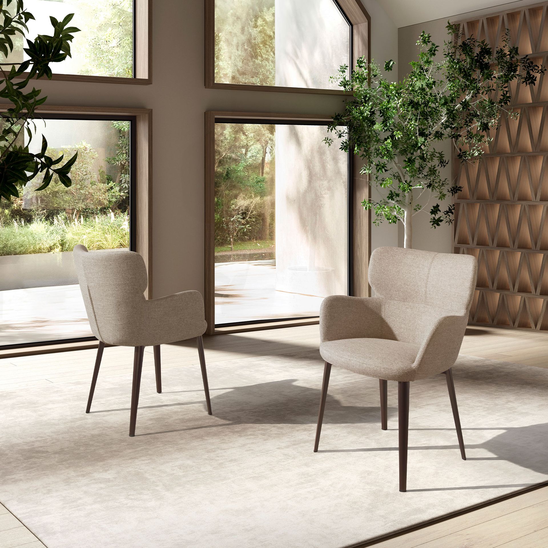 Silla tela marrón jaspeada Silla tela marrón jaspeada