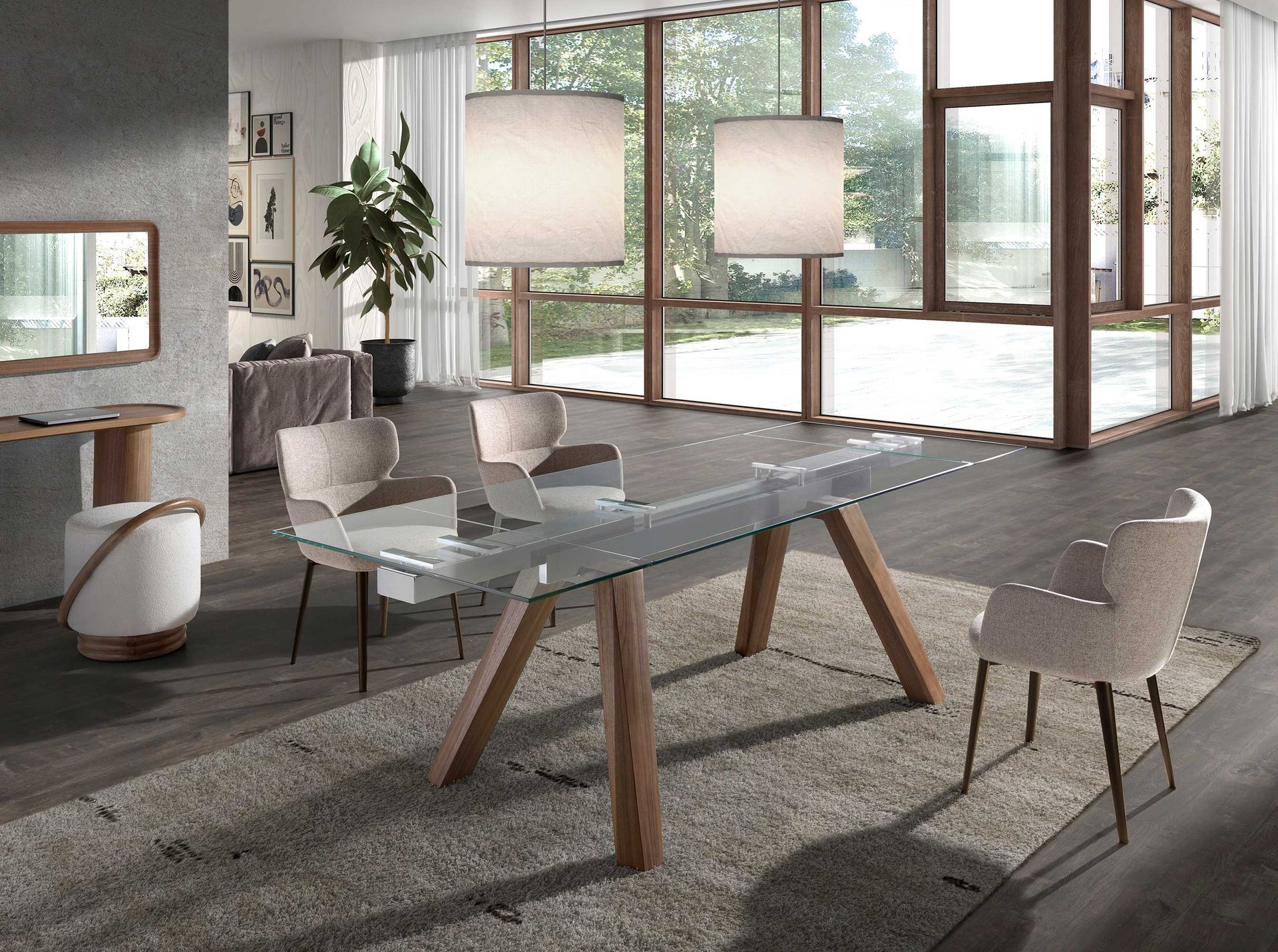 Silla tela marrón jaspeada Silla tela marrón jaspeada