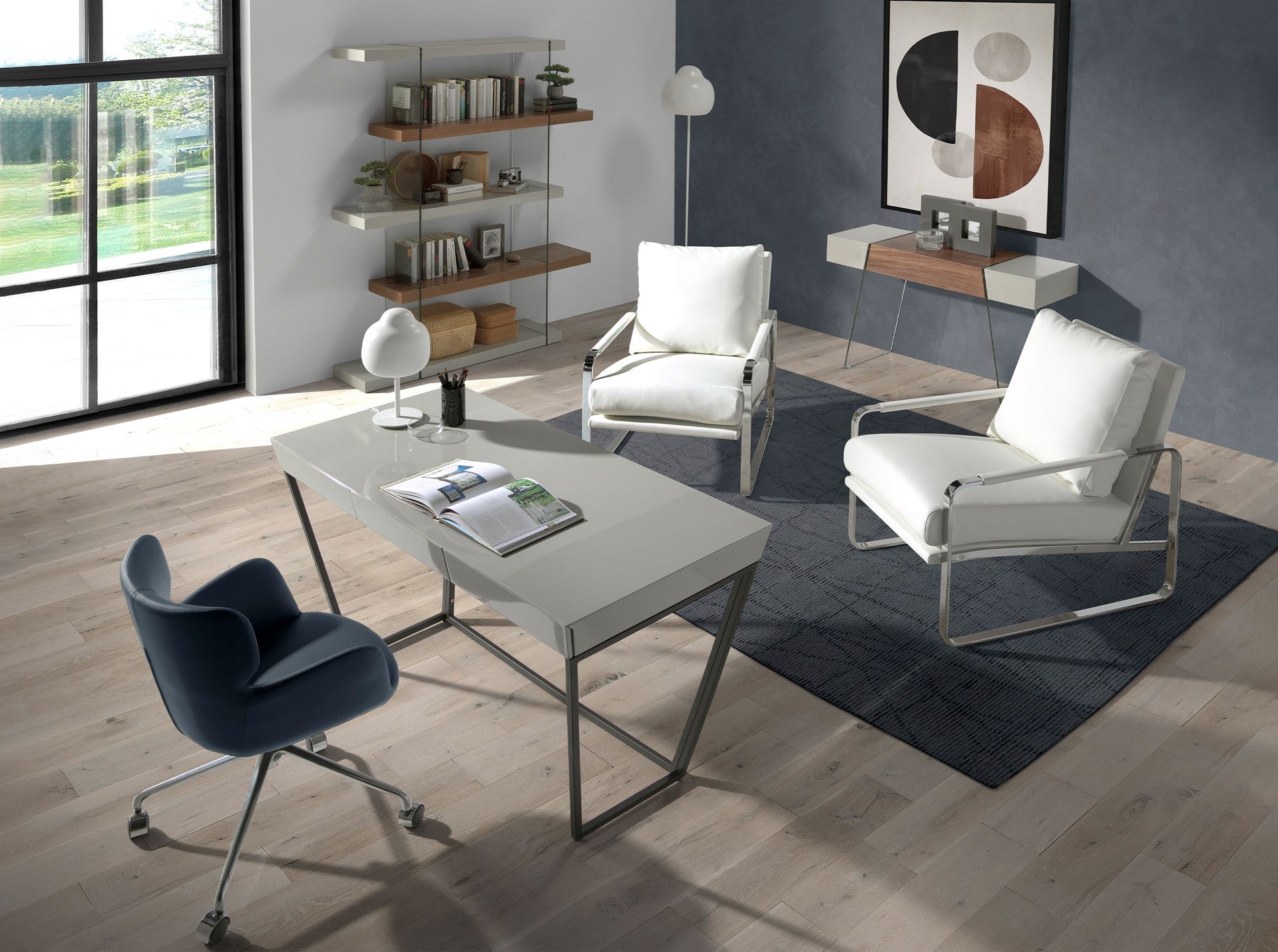 Silla oficina giratoria polipiel azul Silla oficina giratoria polipiel azul