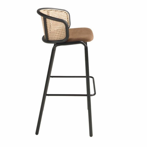 Taburete rattan y terciopelo marrón