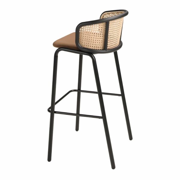 Taburete rattan y terciopelo marrón