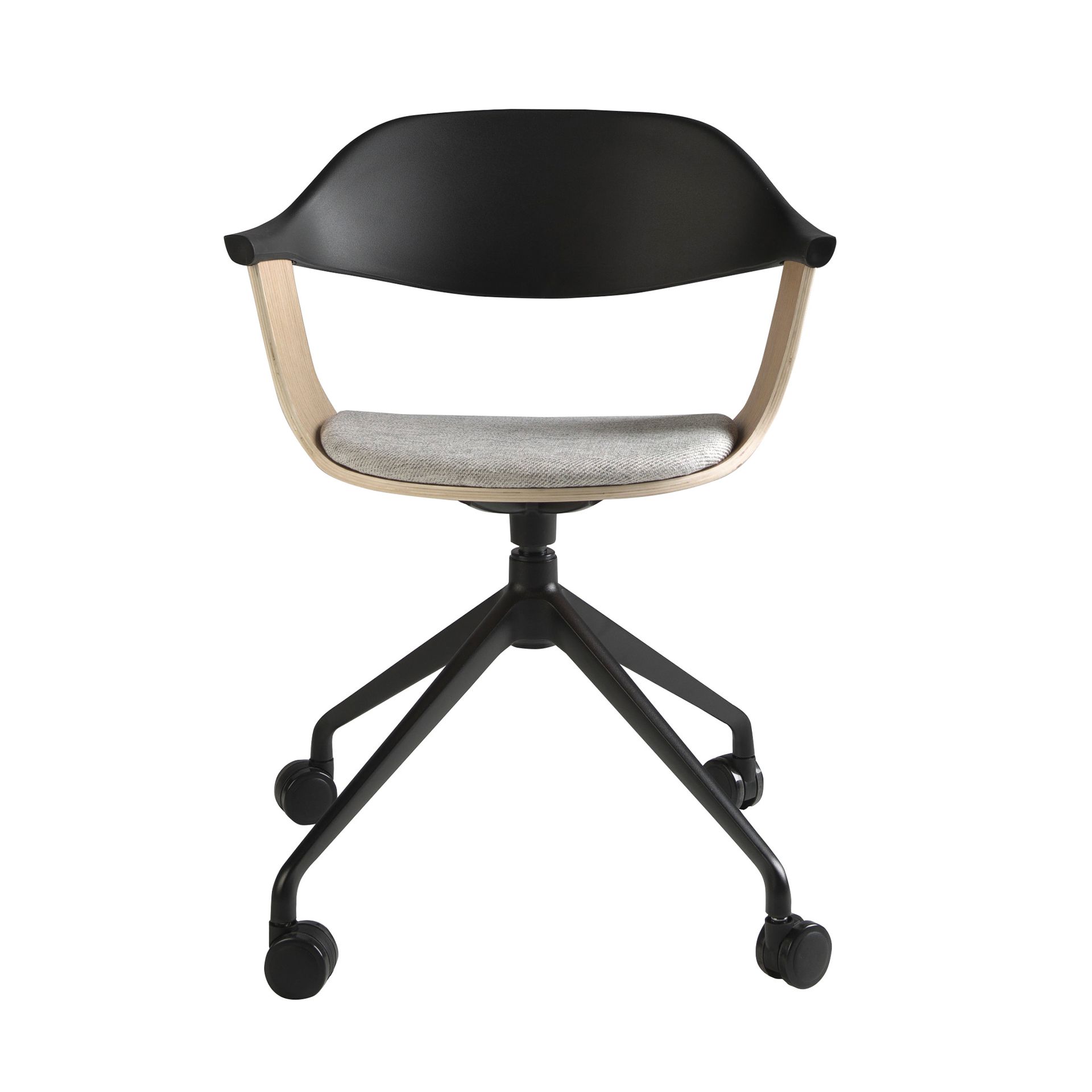 Silla oficina giratoria tela gris claro y pvc negro Silla oficina giratoria tela gris claro y pvc negro