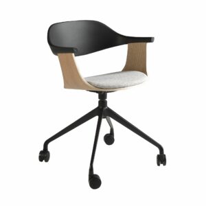 Silla oficina giratoria tela gris claro y pvc negro Silla oficina giratoria tela gris claro y pvc negro