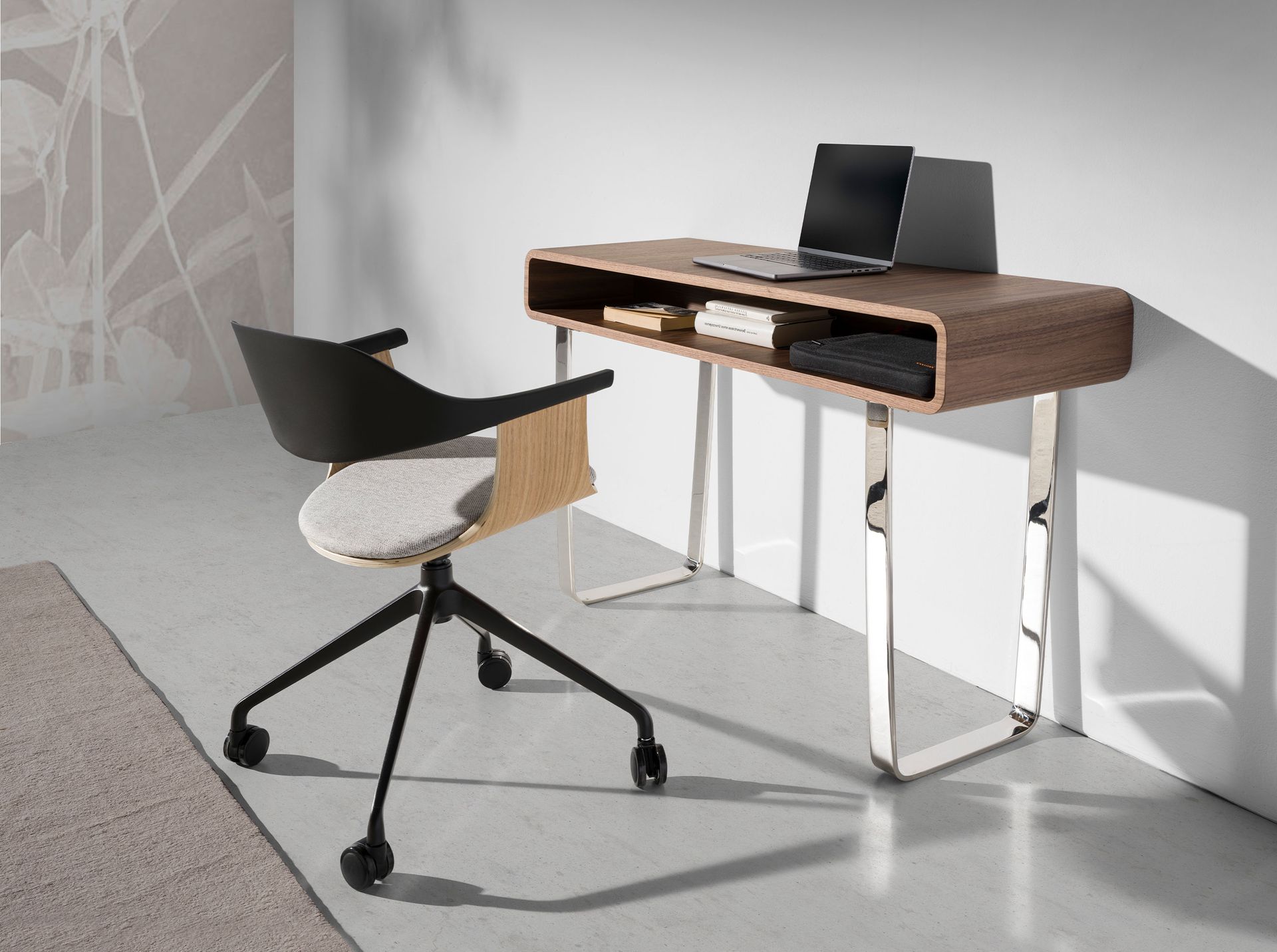 Silla oficina giratoria tela gris claro y pvc negro Silla oficina giratoria tela gris claro y pvc negro