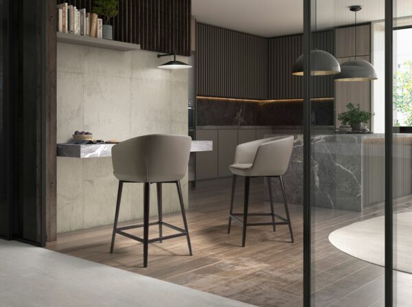 Taburete polipiel gris taupe