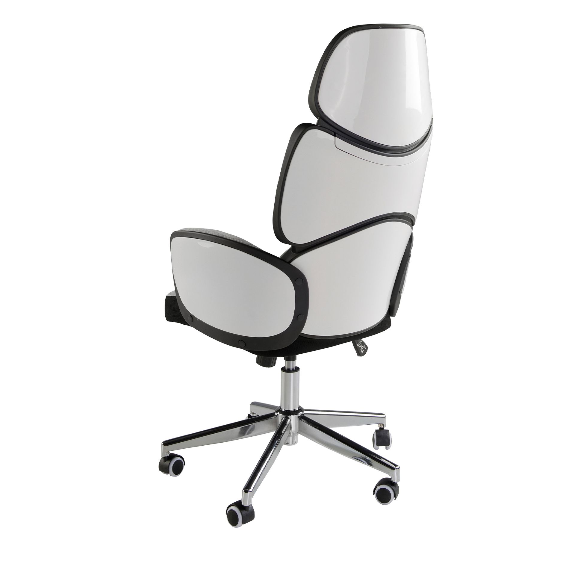 Silla oficina giratoria tela gris claro y pvc blanco brillo Silla oficina giratoria tela gris claro y pvc blanco brillo
