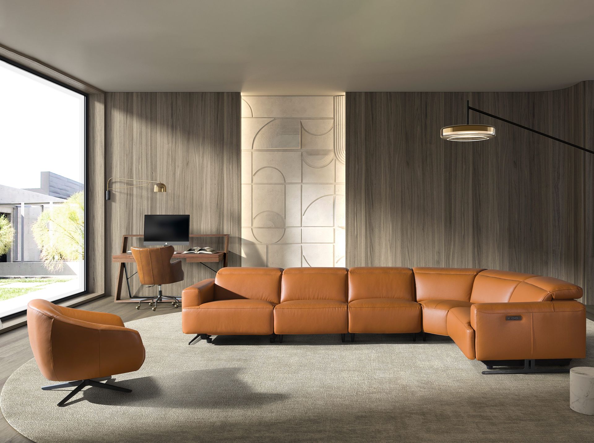 Sillón giratorio piel marrón oscuro Sillón giratorio piel marrón oscuro