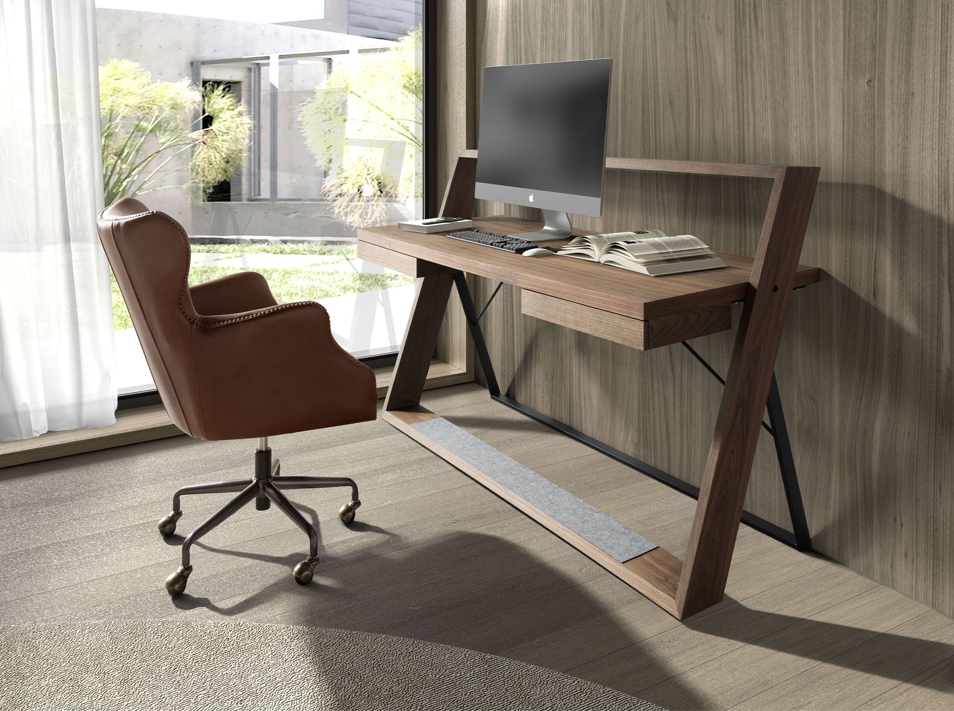 Sillón giratorio piel marrón oscuro Sillón giratorio piel marrón oscuro