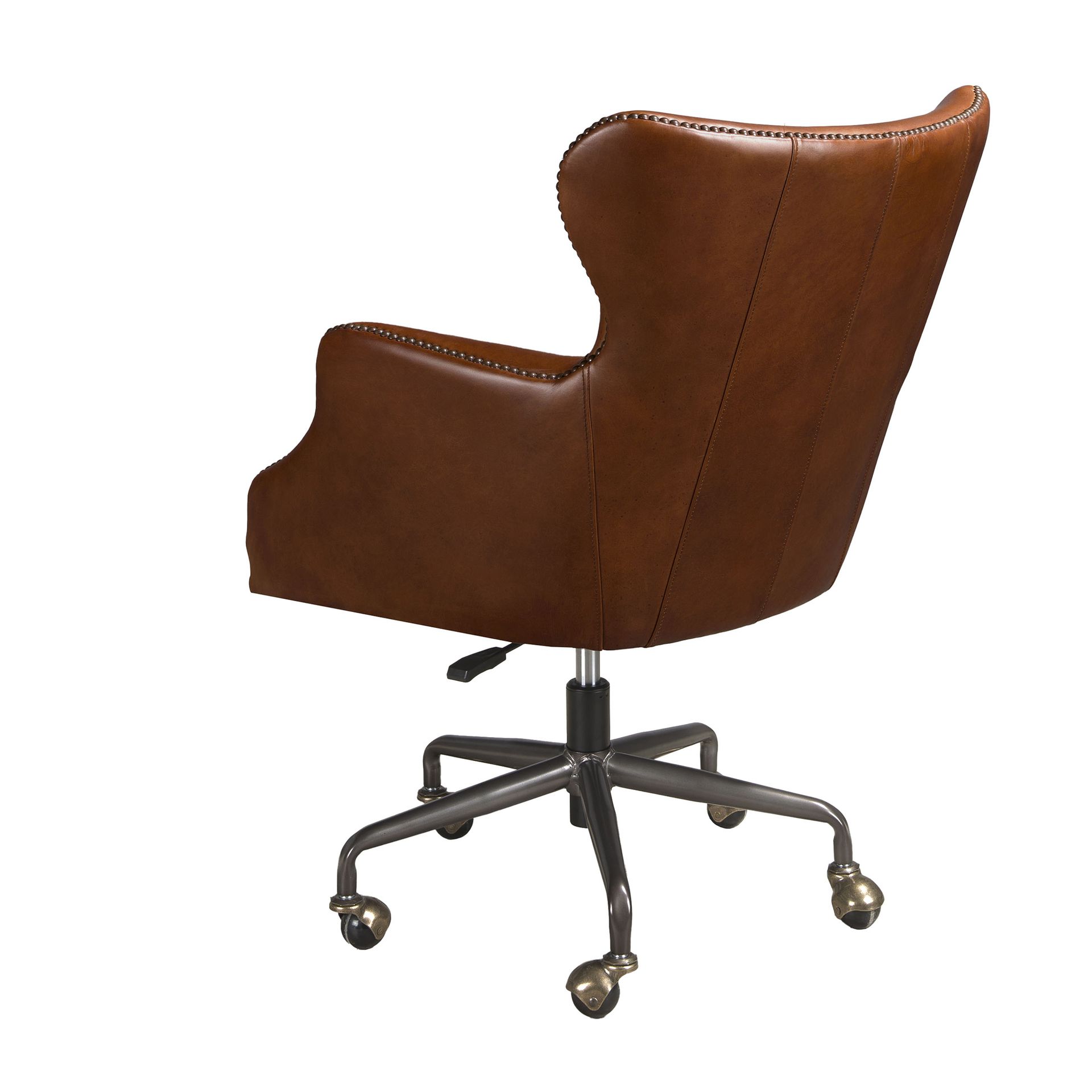 Sillón giratorio piel marrón oscuro Sillón giratorio piel marrón oscuro