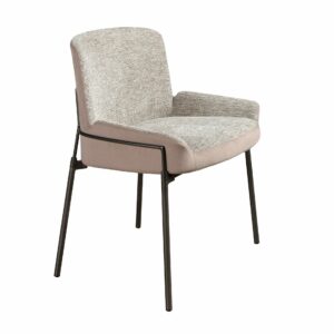 Silla tela gris y terciopelo marrón