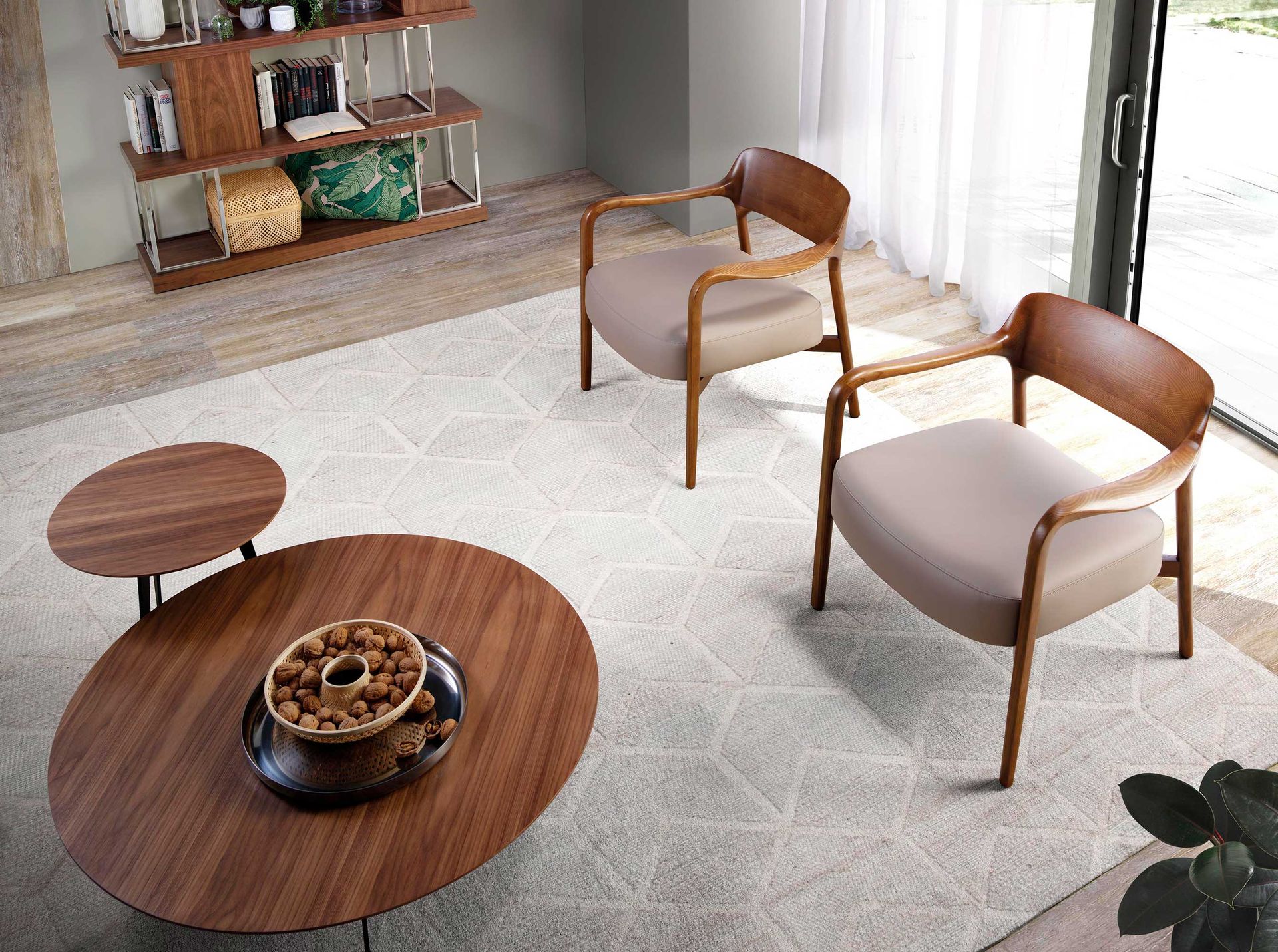 Sillón nogal y polipiel visón Sillón nogal y polipiel visón