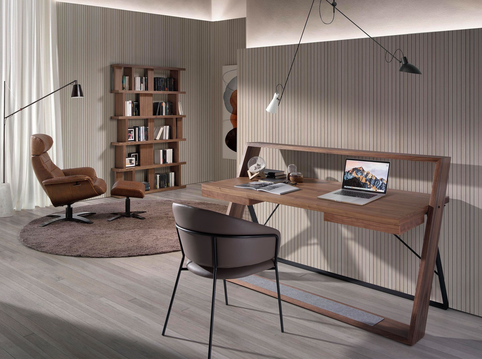 Sillón giratorio reclinable piel camel Sillón giratorio reclinable piel camel