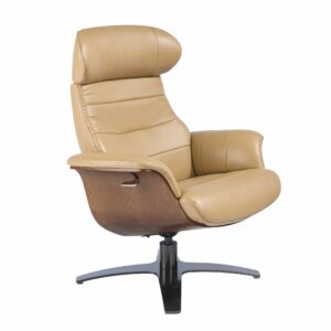 Sillón giratorio reclinable piel arena Sillón giratorio reclinable piel arena