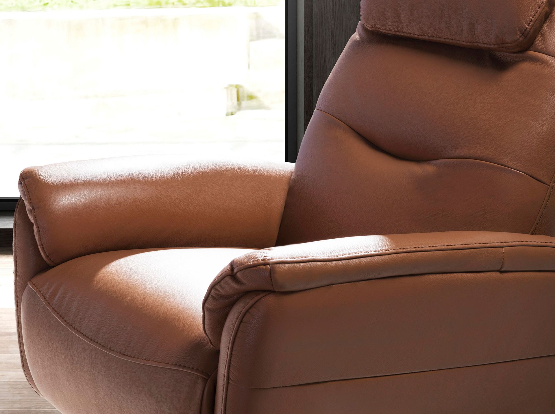 Sillón relax giratorio piel marrón Sillón relax giratorio piel marrón - Imagen 7