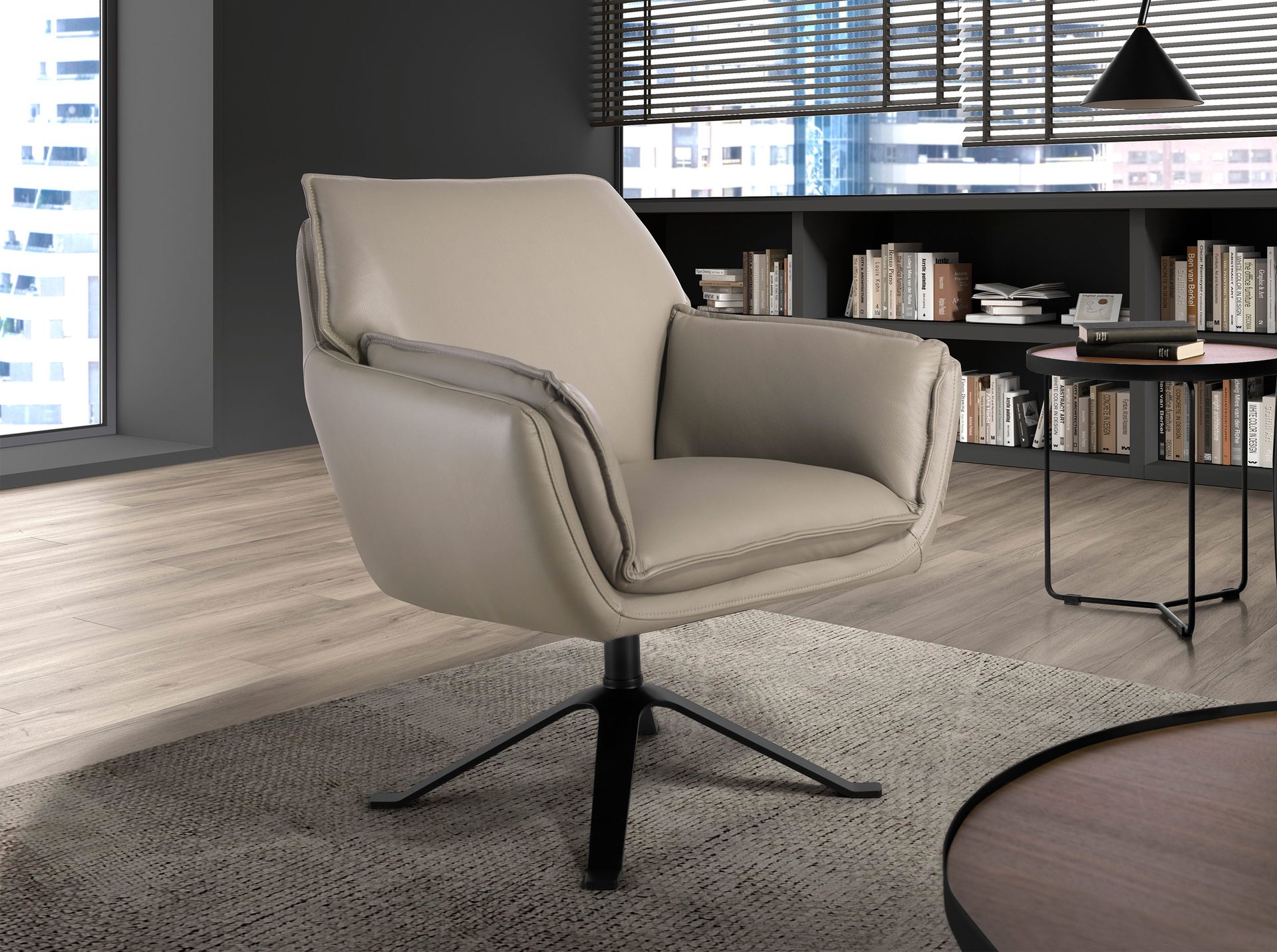 Sillón giratorio piel gris oscuro Sillón giratorio piel gris oscuro