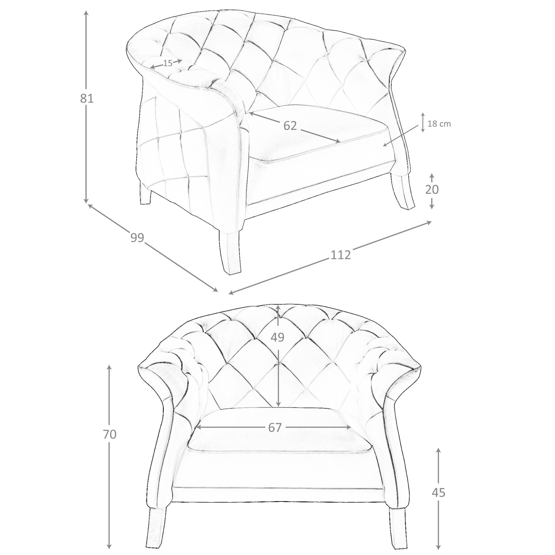 Sillón Chester piel gris Sillón Chester piel gris