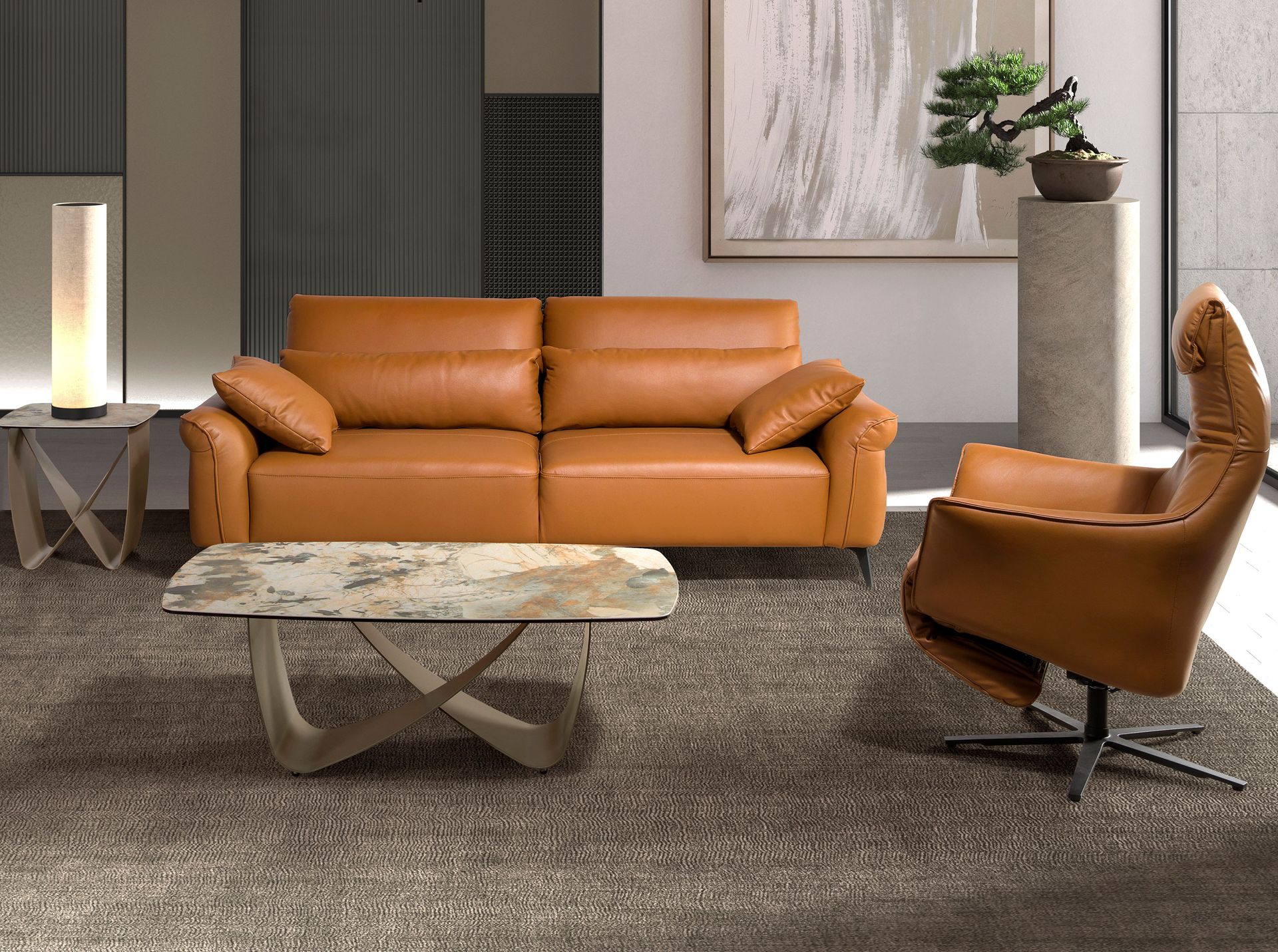 Sillón relax giratorio piel marrón Sillón relax giratorio piel marrón - Imagen 6