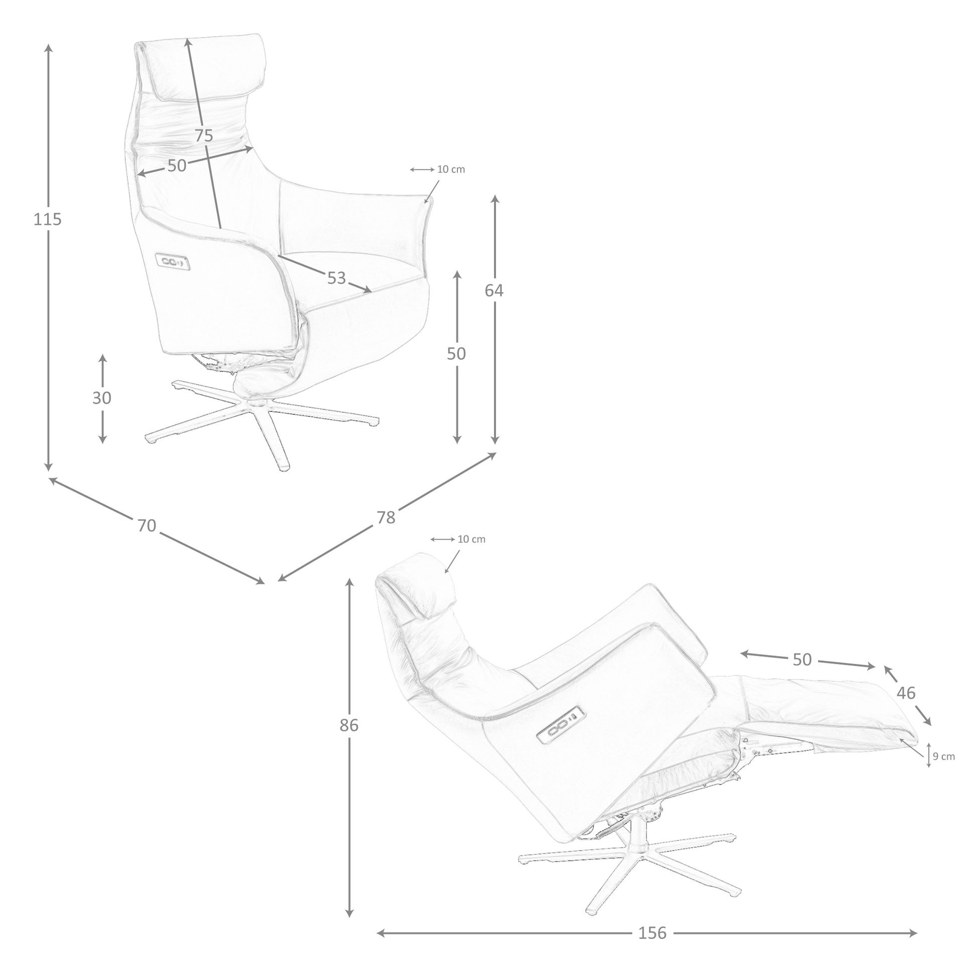Sillón relax giratorio piel marrón Sillón relax giratorio piel marrón - Imagen 9
