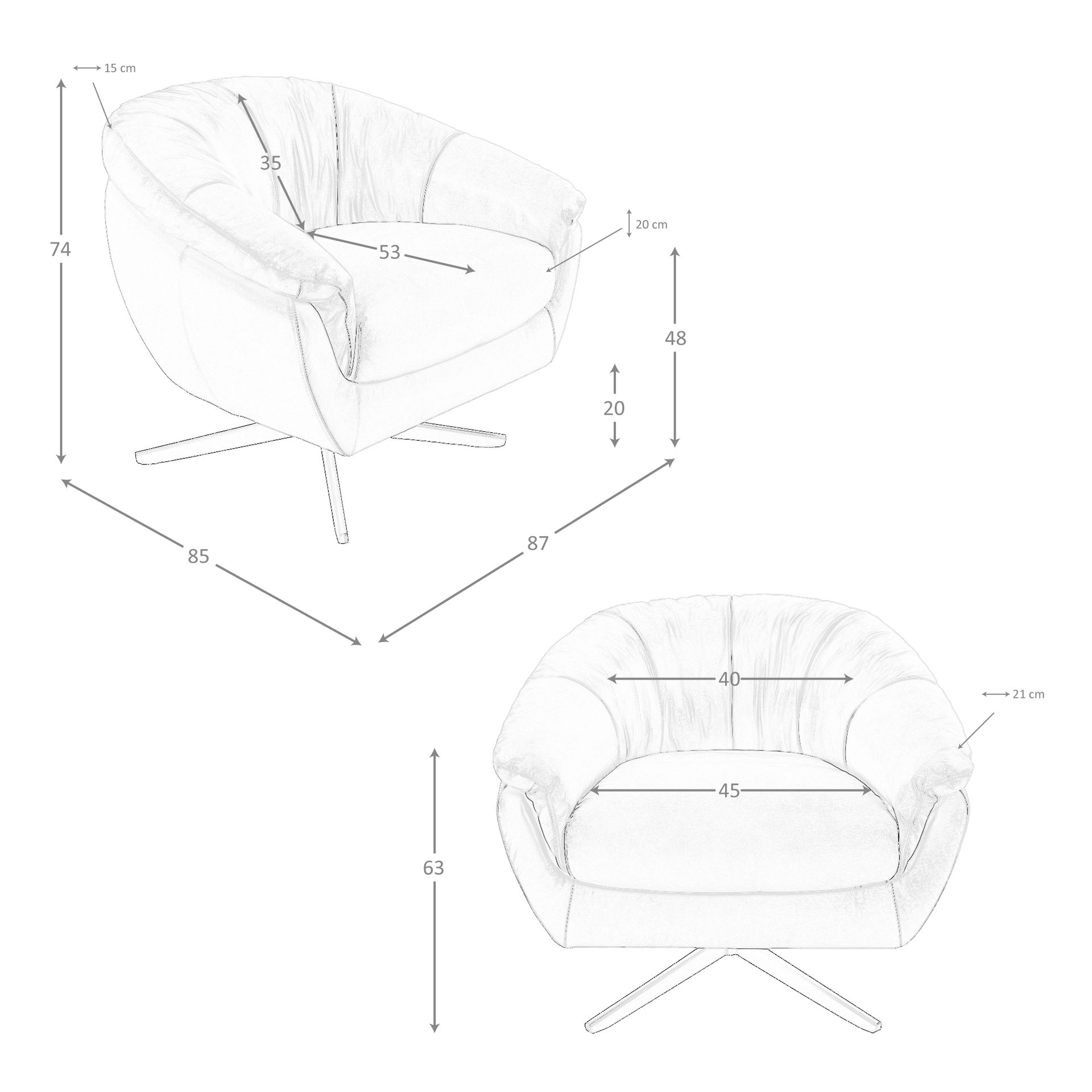 Sillón giratorio piel gris Sillón giratorio piel gris