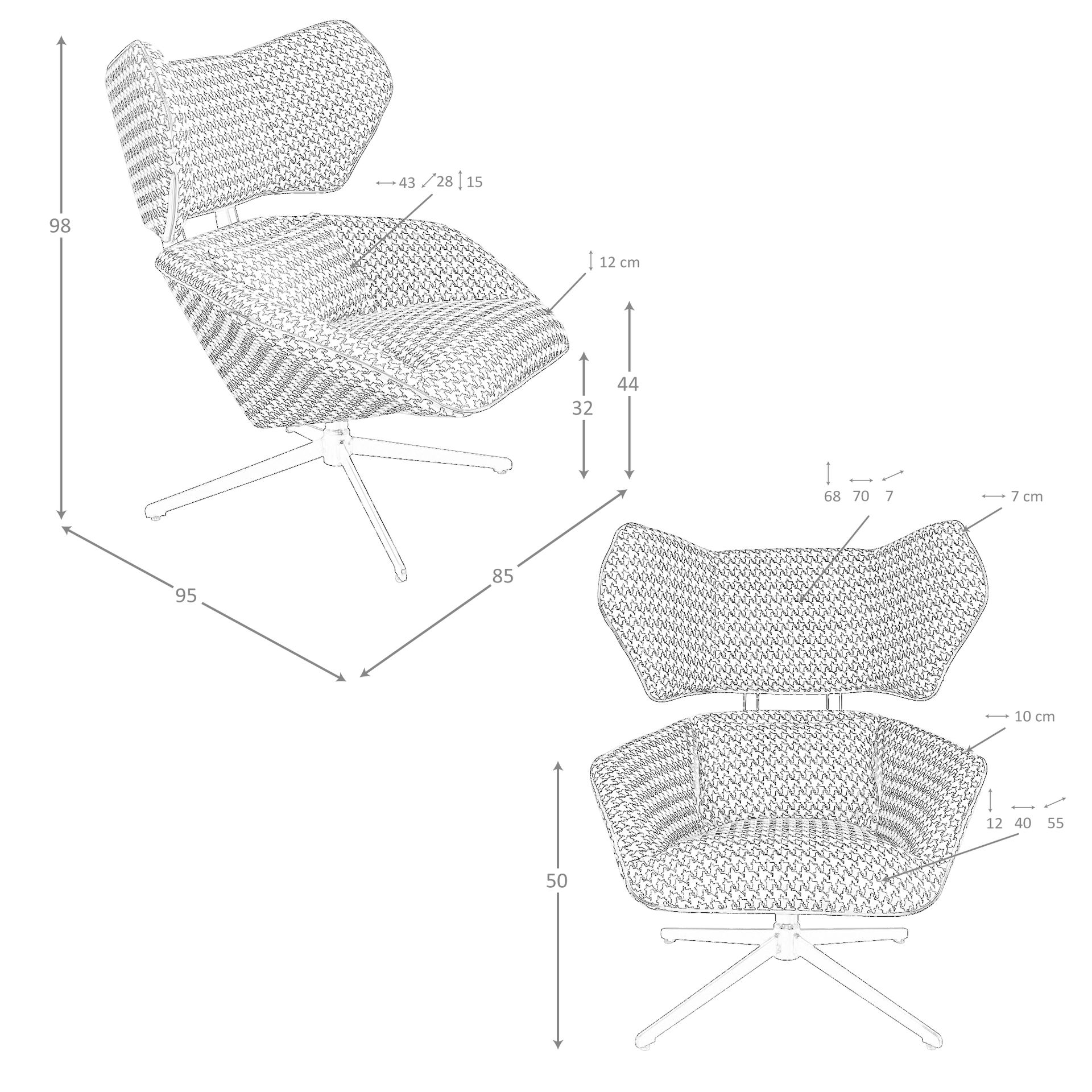 Sillón giratorio tela blanca y negra Sillón giratorio tela blanca y negra