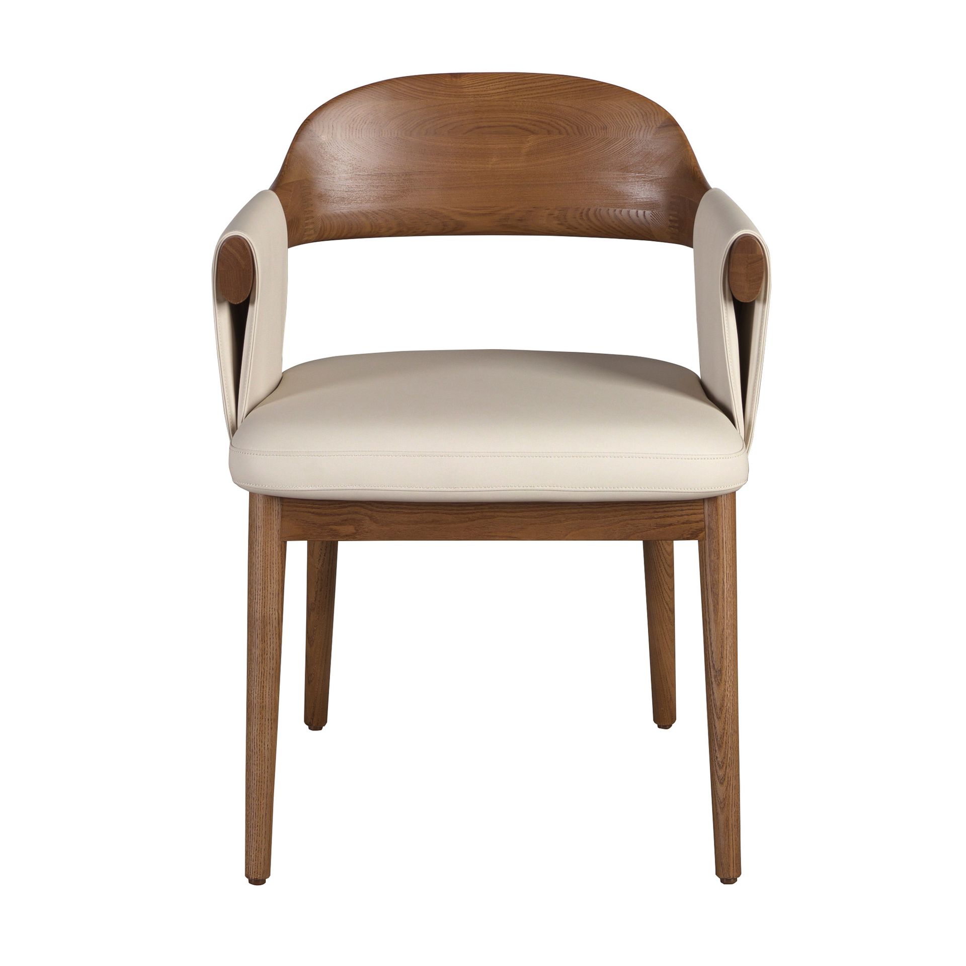 Silla nogal y polipiel crema Silla nogal y polipiel crema