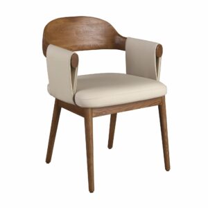 Silla nogal y polipiel crema Silla nogal y polipiel crema