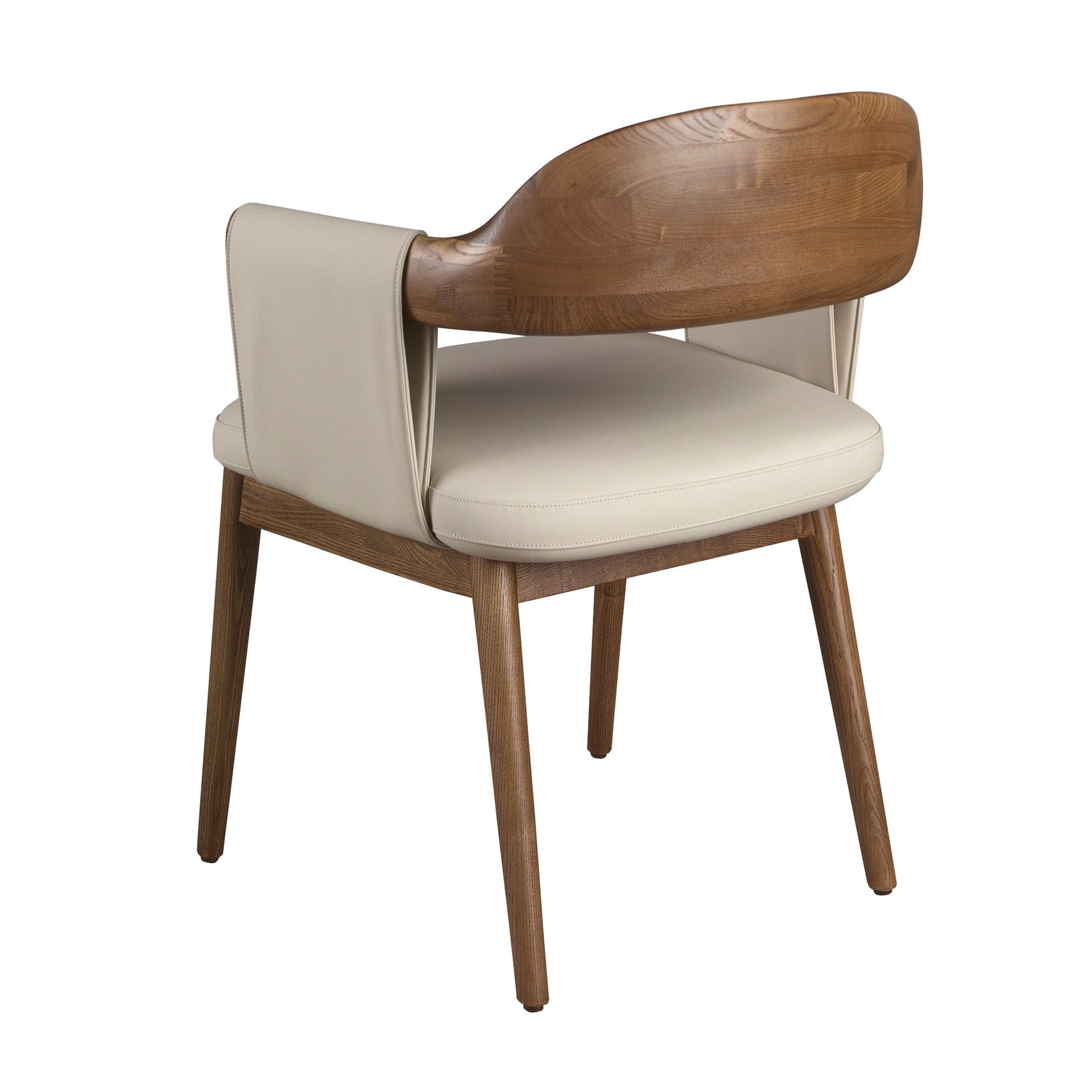 Silla nogal y polipiel crema Silla nogal y polipiel crema