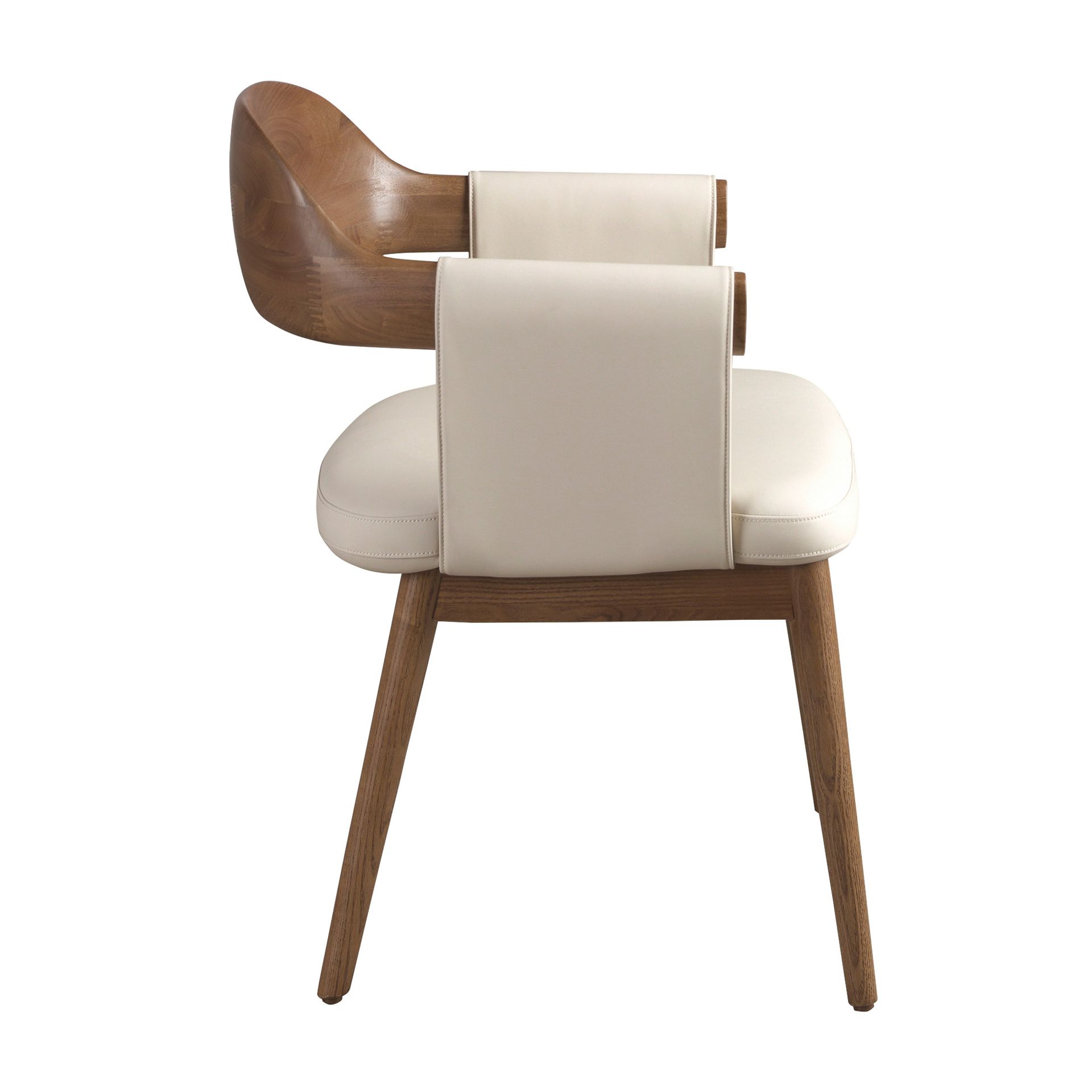 Silla nogal y polipiel crema Silla nogal y polipiel crema