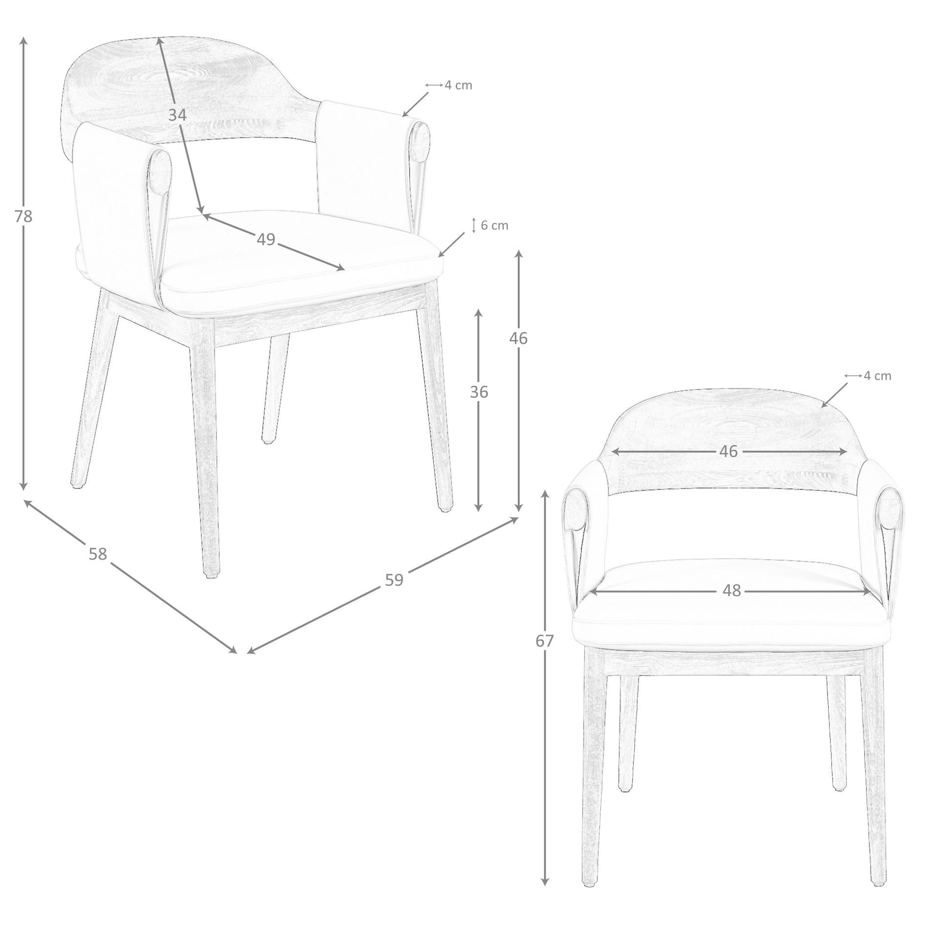 Silla nogal y polipiel crema Silla nogal y polipiel crema