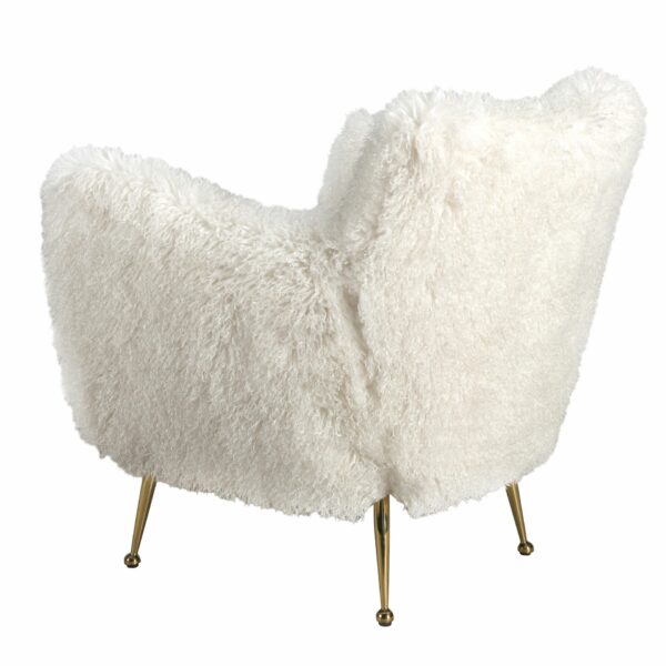 Sillón tela pelo largo blanco