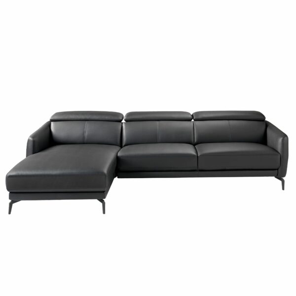 Sofá chaise longue izquierda piel negro