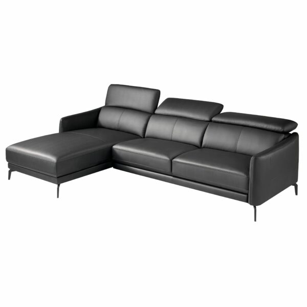 Sofá chaise longue izquierda piel negro