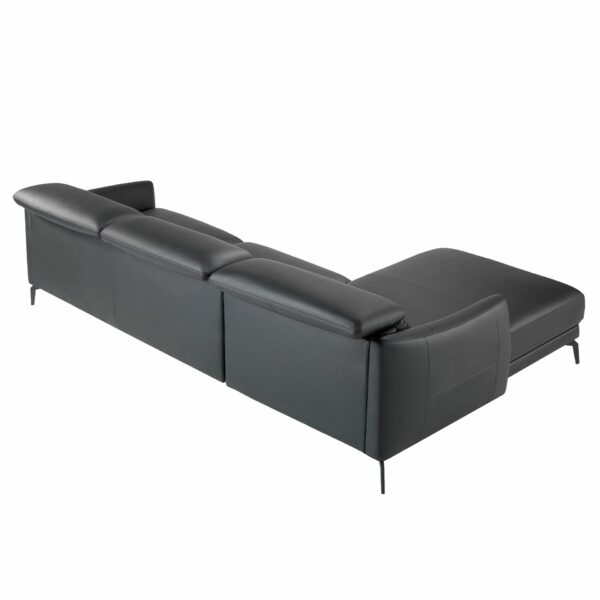 Sofá chaise longue izquierda piel negro