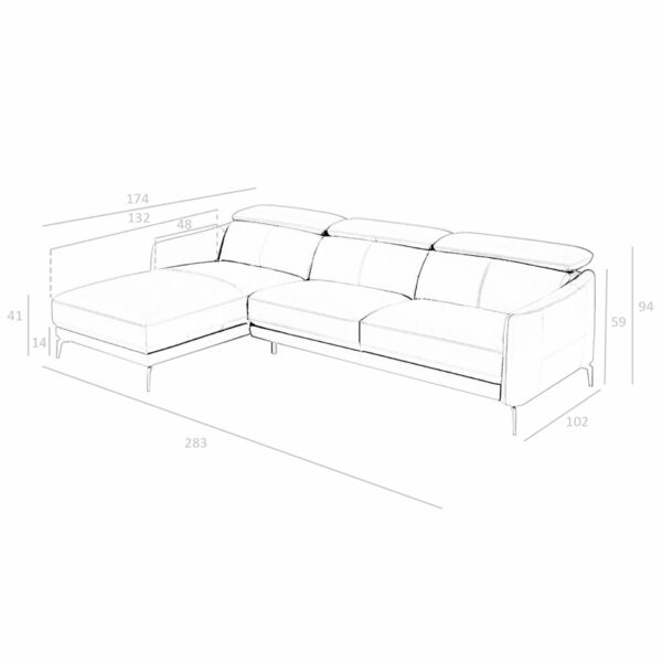 Sofá chaise longue izquierda piel negro