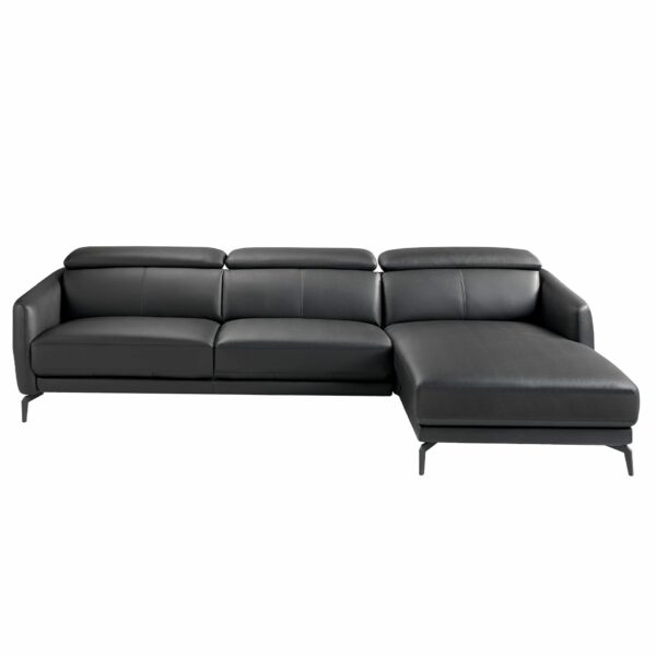 Sofá chaise longue derecha piel negro
