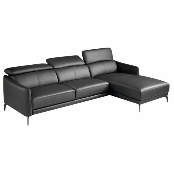 Sofá chaise longue derecha piel negro