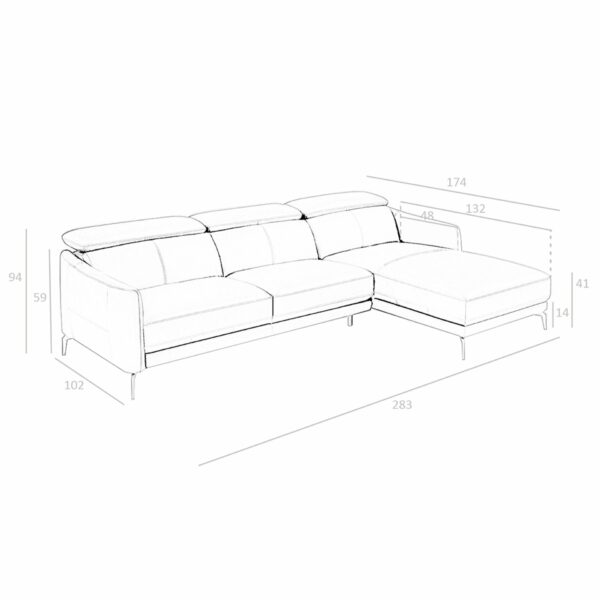 Sofá chaise longue derecha piel negro