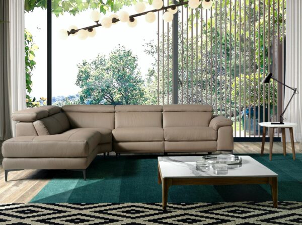 Sofá chaise longue relax izquierda piel visón