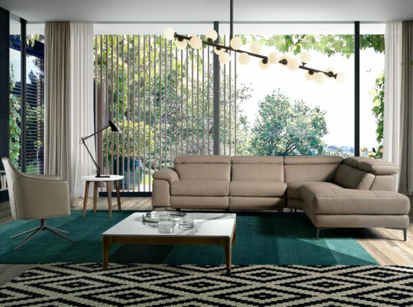 Sofá chaise longue relax derecha piel visón