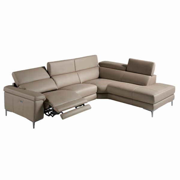 Sofá chaise longue relax derecha piel visón