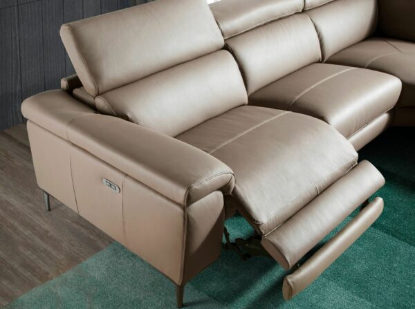 Sofá chaise longue relax derecha piel visón