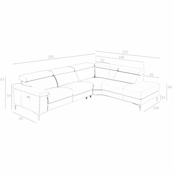 Sofá chaise longue relax derecha piel visón