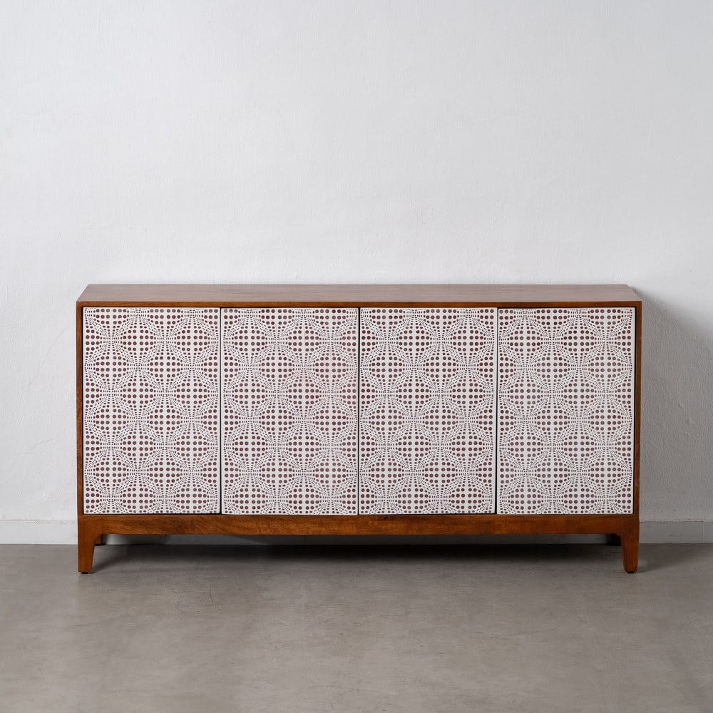 Aparador Natural-Blanco Madera De Mango 160 X 40 X 80 Cm Aparador Natural-Blanco Madera De Mango 160 X 40 X 80 Cm