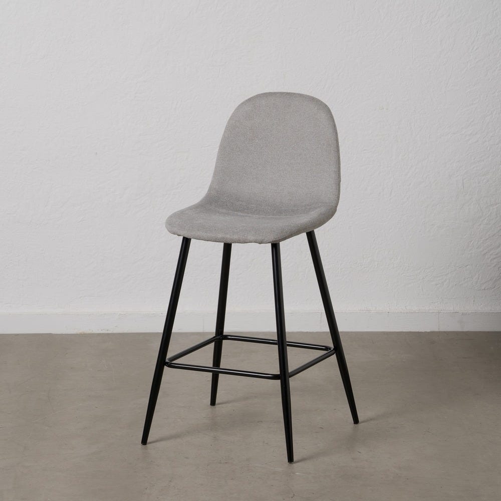 Taburete Gris Tejido-Metal Salón 46 X 48 X 96 Cm Taburete Gris Tejido-Metal Salón 46 X 48 X 96 Cm