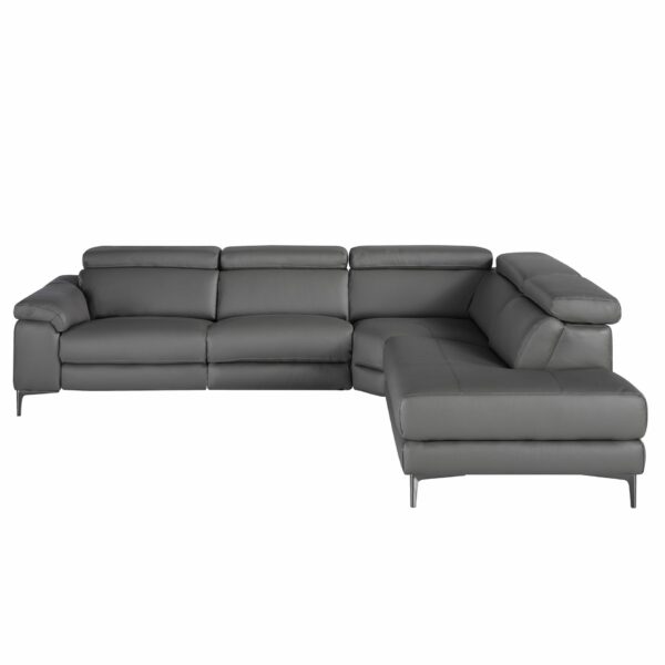 Sofá chaise longue relax derecha piel gris oscuro