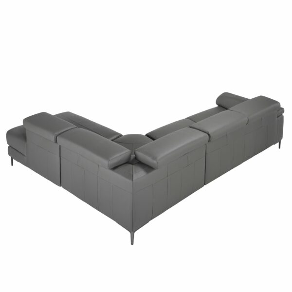 Sofá chaise longue relax derecha piel gris oscuro